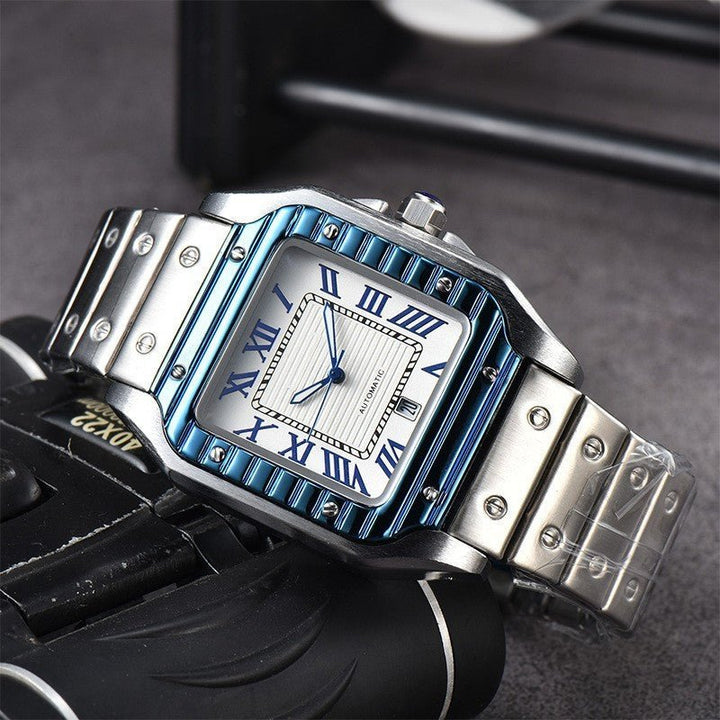 Men's 3 - pin Quartz Square All - steel Watch by LUXE AHMAR – Available at LUXE AHMAR