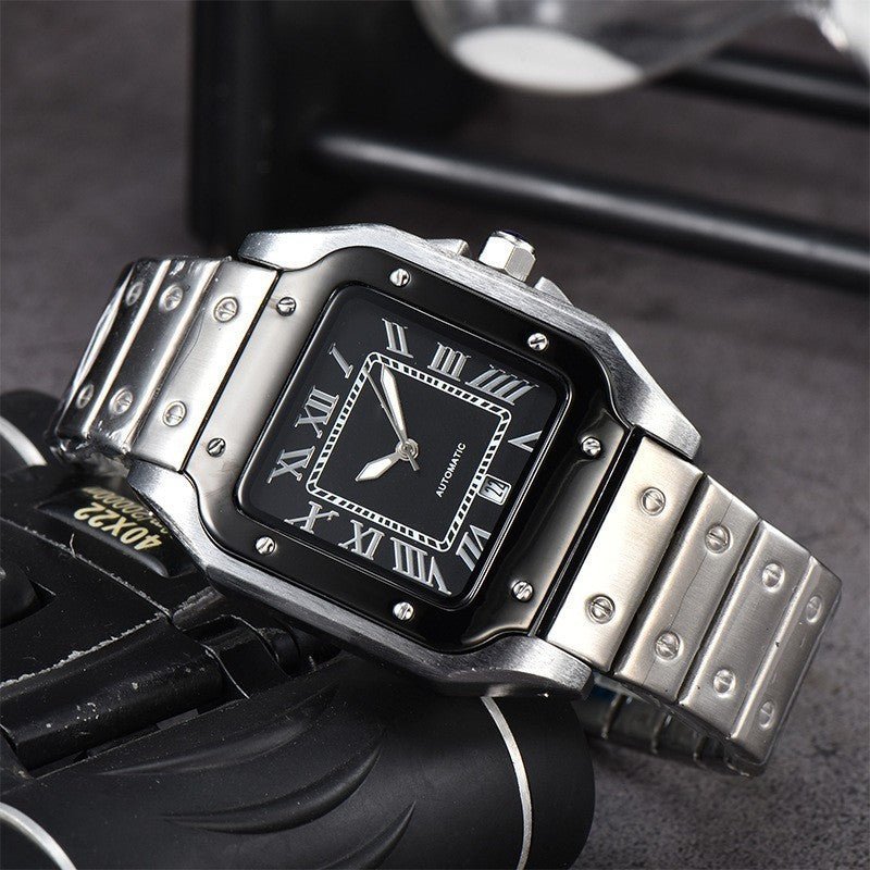 Men's 3 - pin Quartz Square All - steel Watch by LUXE AHMAR – Available at LUXE AHMAR
