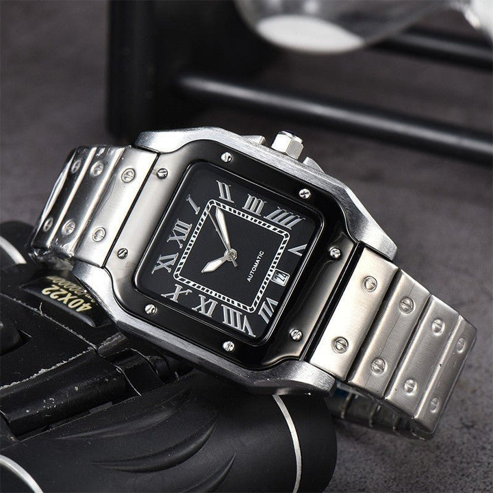 Men's 3 - pin Quartz Square All - steel Watch by LUXE AHMAR – Available at LUXE AHMAR