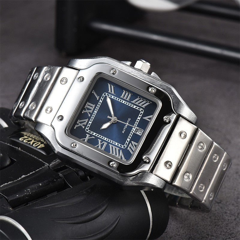 Men's 3 - pin Quartz Square All - steel Watch by LUXE AHMAR – Available at LUXE AHMAR