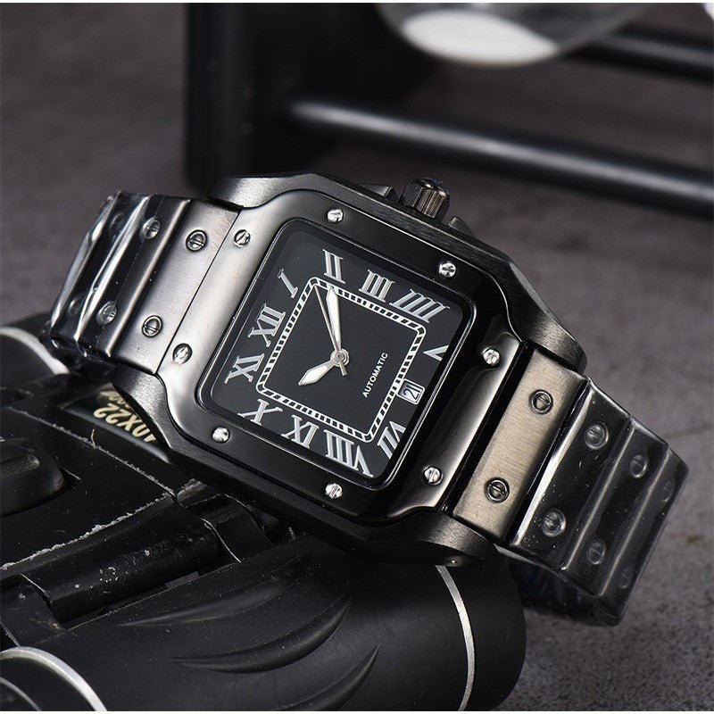Men's 3 - pin Quartz Square All - steel Watch by LUXE AHMAR – Available at LUXE AHMAR
