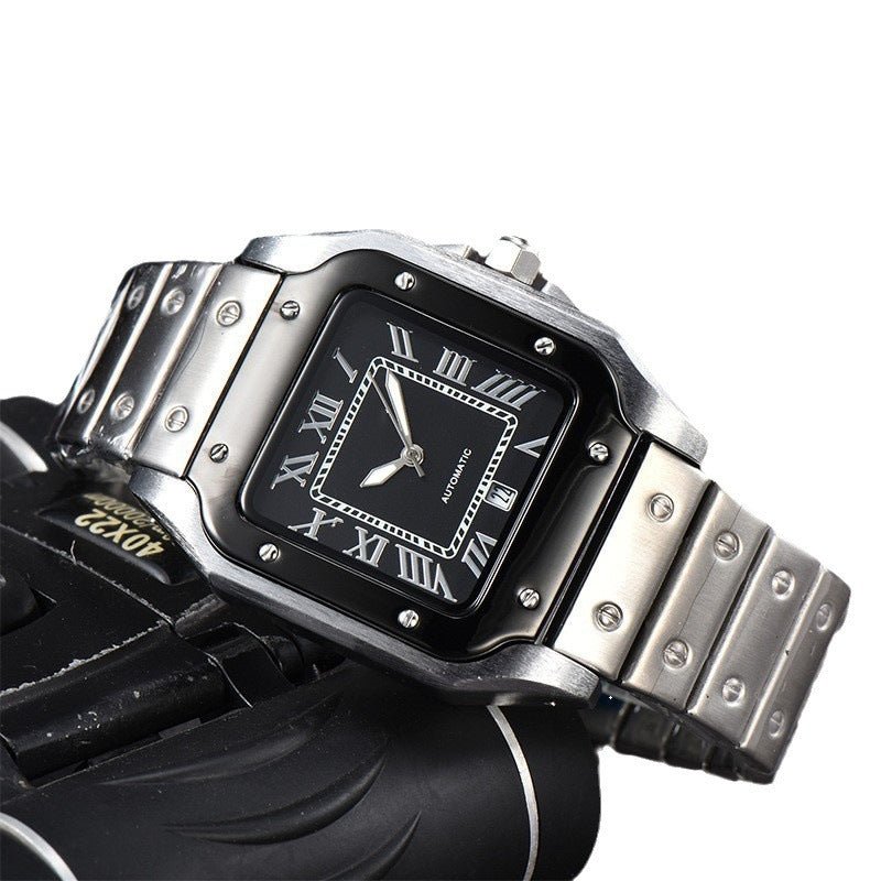 Men's 3 - pin Quartz Square All - steel Watch by LUXE AHMAR – Available at LUXE AHMAR
