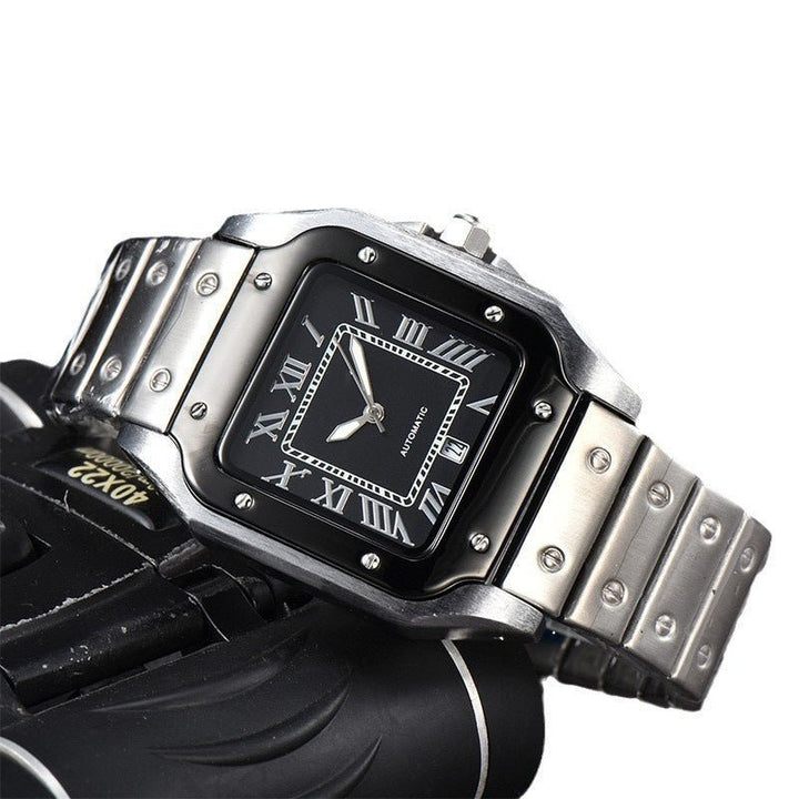 Men's 3 - pin Quartz Square All - steel Watch by LUXE AHMAR – Available at LUXE AHMAR
