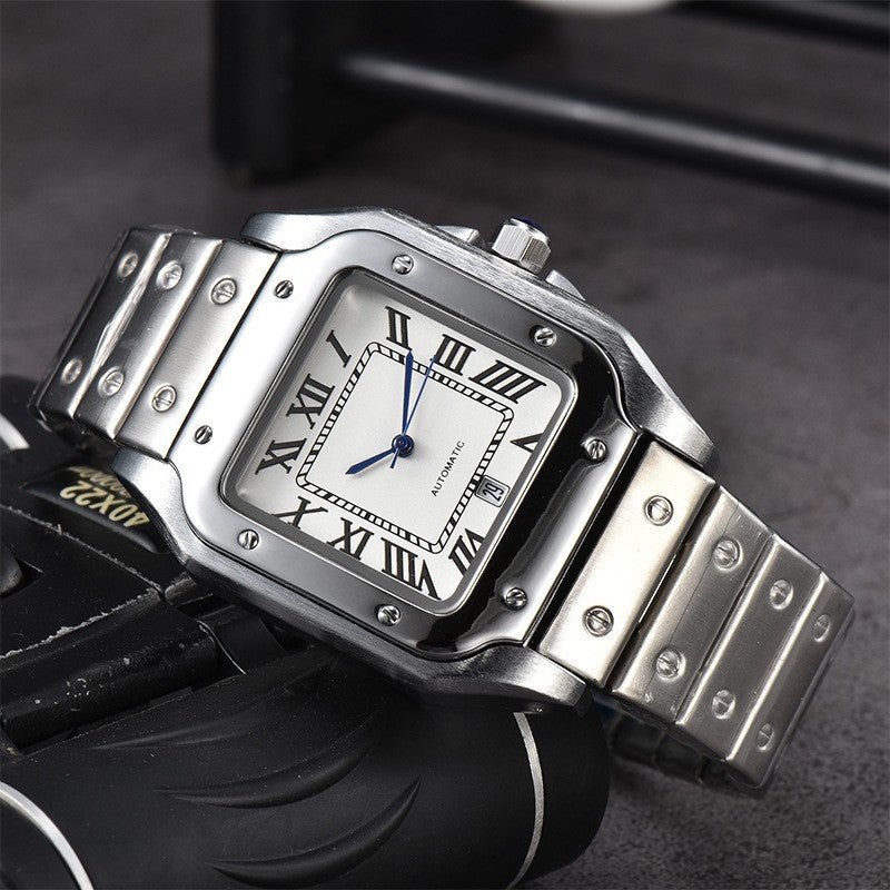 Men's 3 - pin Quartz Square All - steel Watch by LUXE AHMAR – Available at LUXE AHMAR