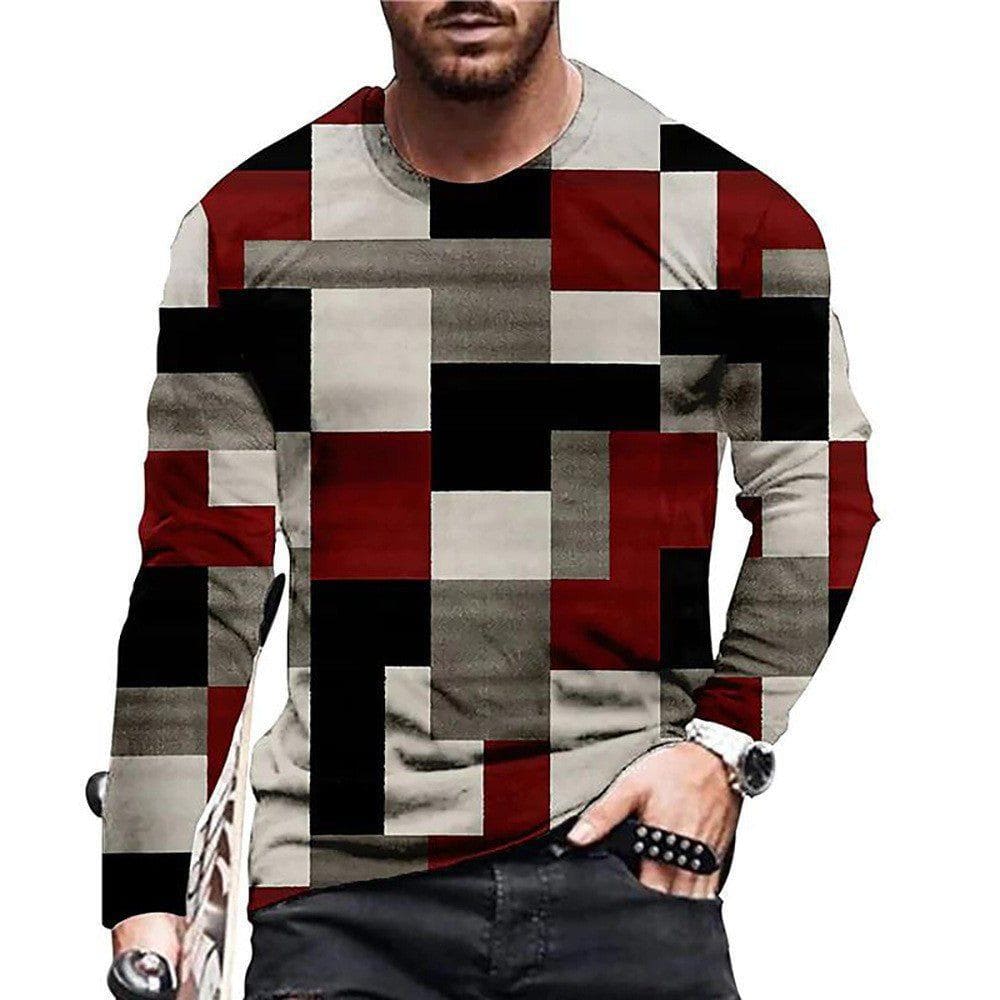 Men's 3D Digital Camouflage Print Long Sleeve T-Shirt – Round Neck, Loose Fit, Plus Size by LUXE AHMAR – Available at LUXE AHMAR