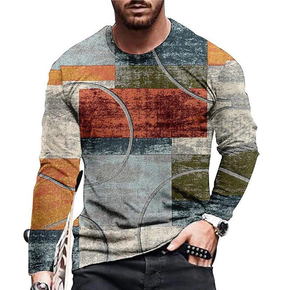 Men's 3D Digital Camouflage Print Long Sleeve T-Shirt – Round Neck, Loose Fit, Plus Size by LUXE AHMAR – Available at LUXE AHMAR
