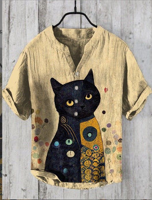 Men’s 3D Digital Printed Stand Collar Short Sleeve Shirt – Button - Up Summer Cardigan Style by LUXE AHMAR – Available at LUXE AHMAR