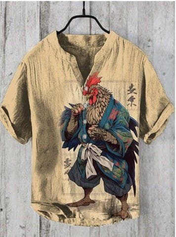 Men’s 3D Digital Printed Stand Collar Short Sleeve Shirt – Button - Up Summer Cardigan Style by LUXE AHMAR – Available at LUXE AHMAR