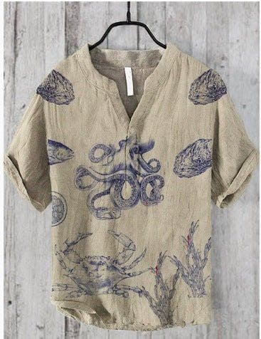 Men’s 3D Digital Printed Stand Collar Short Sleeve Shirt – Button - Up Summer Cardigan Style by LUXE AHMAR – Available at LUXE AHMAR