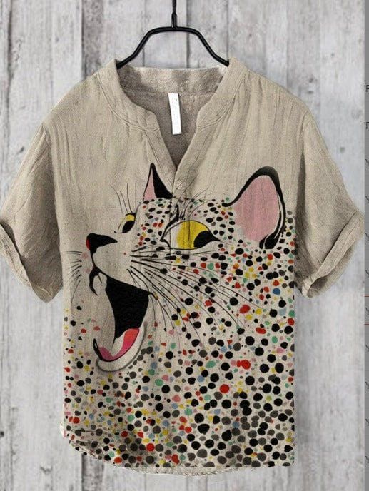 Men’s 3D Digital Printed Stand Collar Short Sleeve Shirt – Button - Up Summer Cardigan Style by LUXE AHMAR – Available at LUXE AHMAR