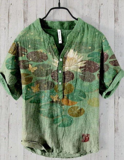 Men’s 3D Digital Printed Stand Collar Short Sleeve Shirt – Button - Up Summer Cardigan Style by LUXE AHMAR – Available at LUXE AHMAR