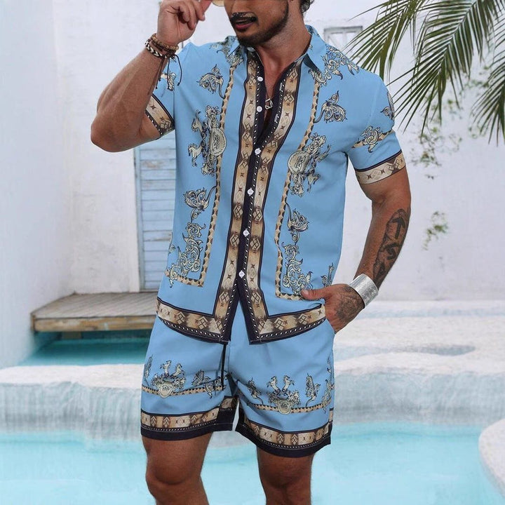 Men's 3D Printed Casual Summer Shirt & Shorts Set by LUXE AHMAR – Available at LUXE AHMAR