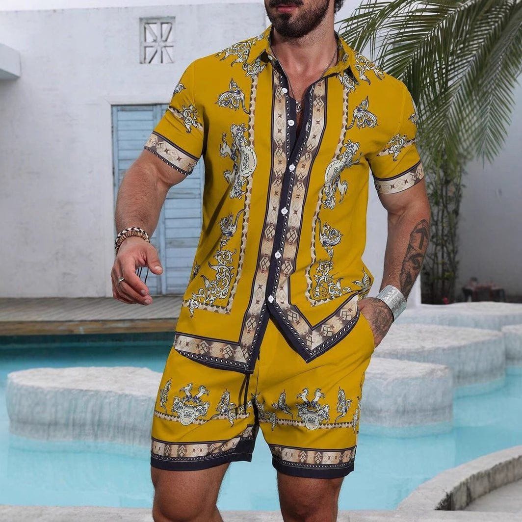 Men's 3D Printed Casual Summer Shirt & Shorts Set by LUXE AHMAR – Available at LUXE AHMAR