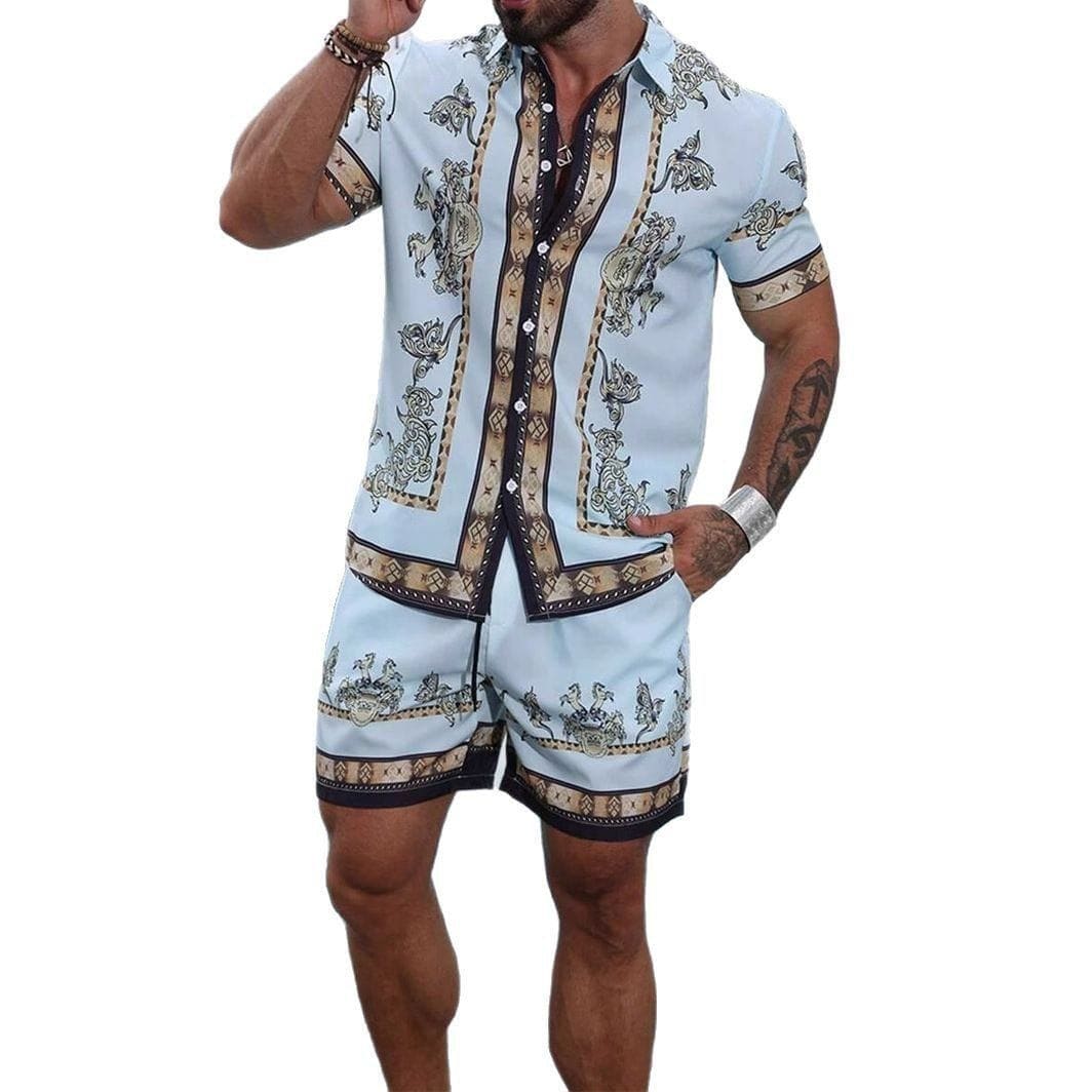 Men's 3D Printed Casual Summer Shirt & Shorts Set by LUXE AHMAR – Available at LUXE AHMAR
