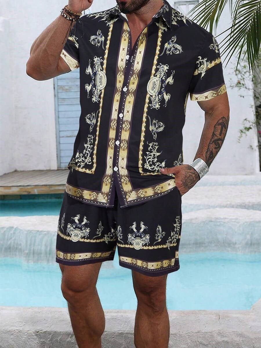 Men's 3D Printed Casual Summer Shirt & Shorts Set by LUXE AHMAR – Available at LUXE AHMAR