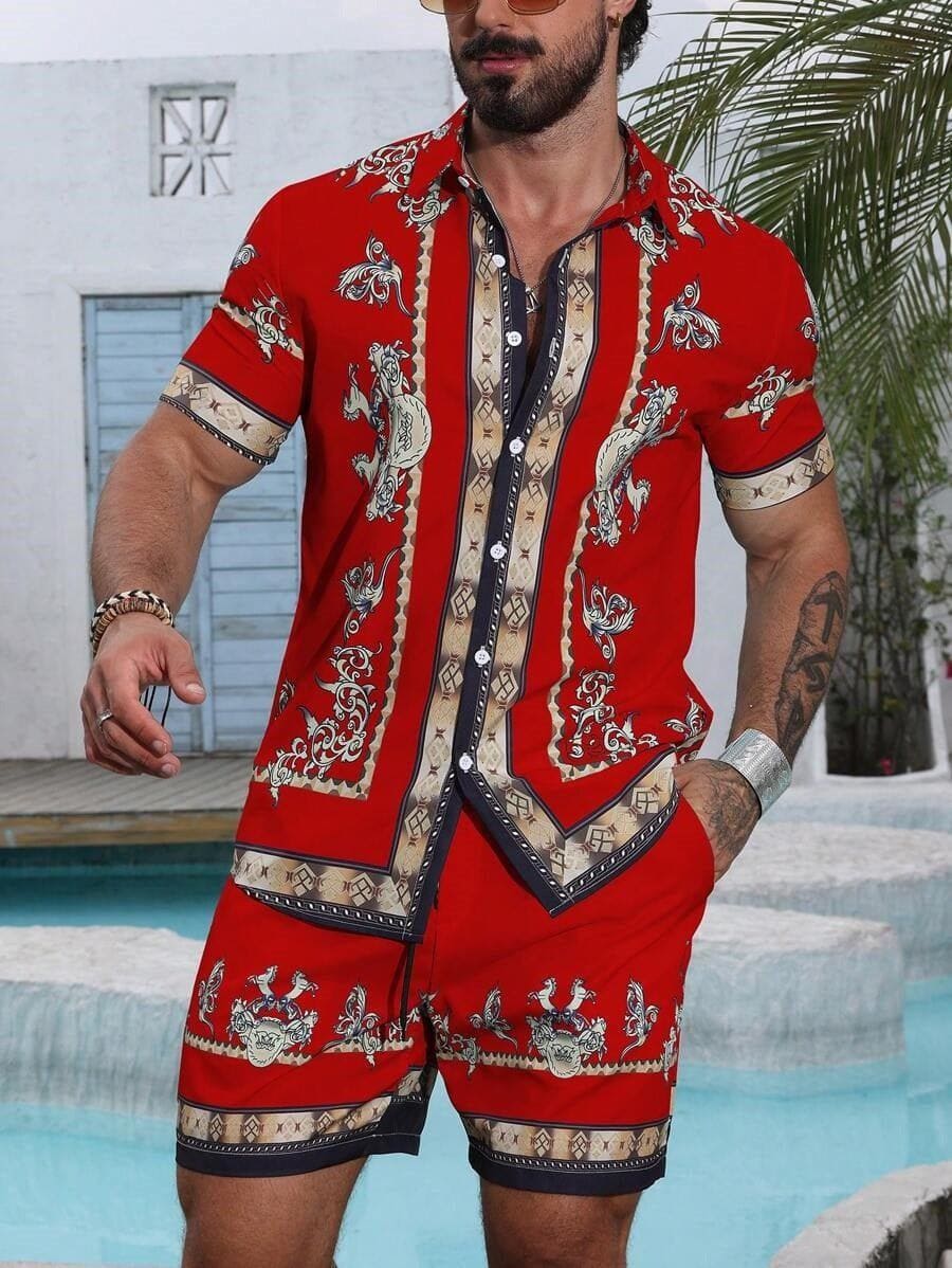 Men's 3D Printed Casual Summer Shirt & Shorts Set by LUXE AHMAR – Available at LUXE AHMAR