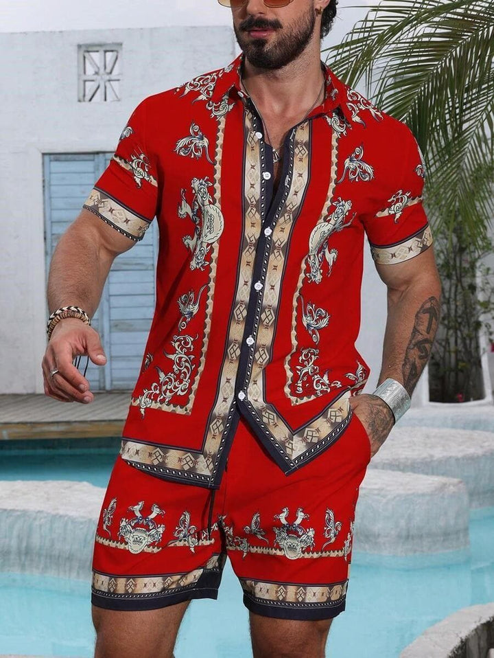Men's 3D Printed Casual Summer Shirt & Shorts Set by LUXE AHMAR – Available at LUXE AHMAR
