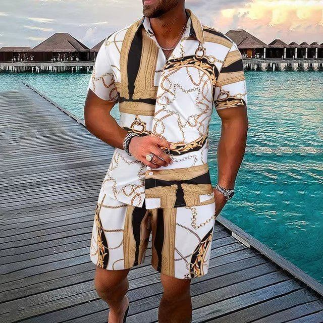 Men's 3D Printed Hawaiian Shirt & Shorts Set – Summer Streetwear by LUXE AHMAR – Available at LUXE AHMAR