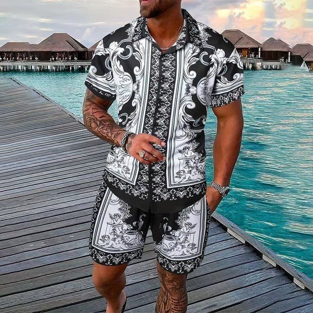 Men's 3D Printed Hawaiian Shirt & Shorts Set – Summer Streetwear by LUXE AHMAR – Available at LUXE AHMAR