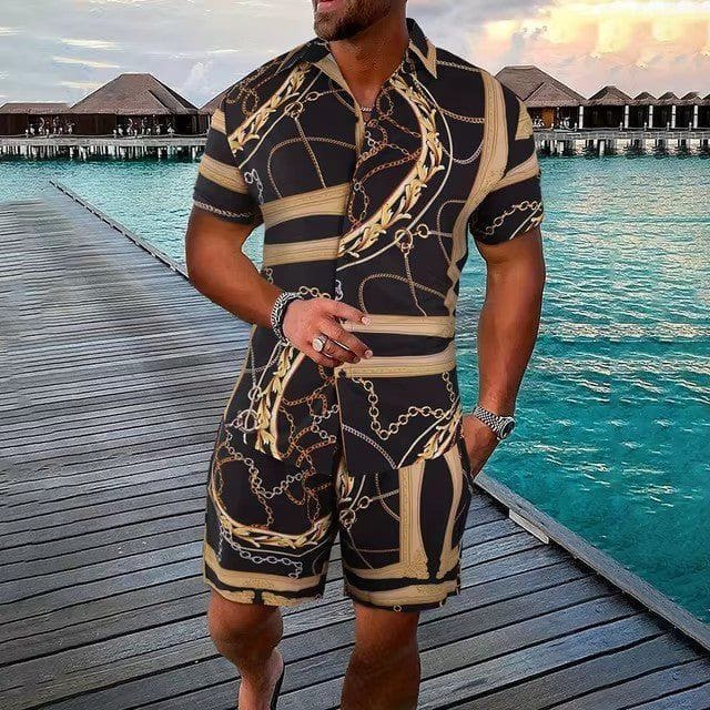 Men's 3D Printed Hawaiian Shirt & Shorts Set – Summer Streetwear by LUXE AHMAR – Available at LUXE AHMAR