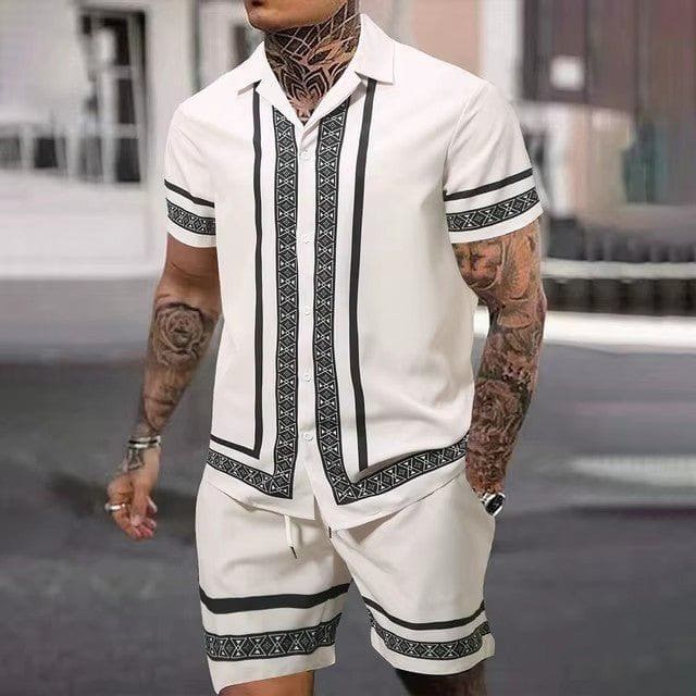 Men's 3D Printed Hawaiian Shirt & Shorts Set – Summer Streetwear by LUXE AHMAR – Available at LUXE AHMAR