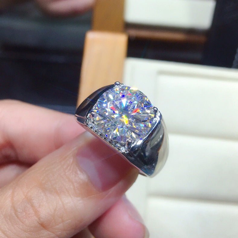 Men's 5 Karat Eight Hearts And Eight Arrows Plated PT950 Simulation Moissanite Open Ring by LUXE AHMAR – Available at LUXE AHMAR