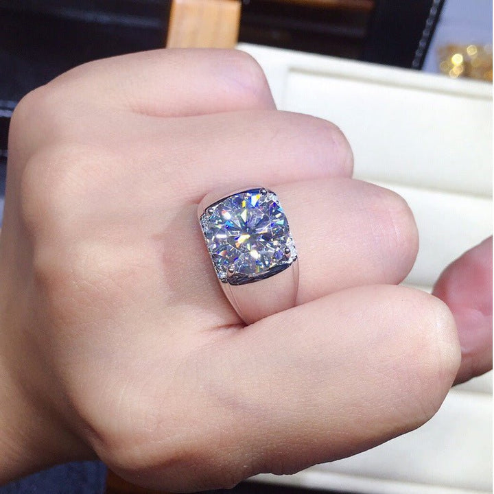 Men's 5 Karat Eight Hearts And Eight Arrows Plated PT950 Simulation Moissanite Open Ring by LUXE AHMAR – Available at LUXE AHMAR