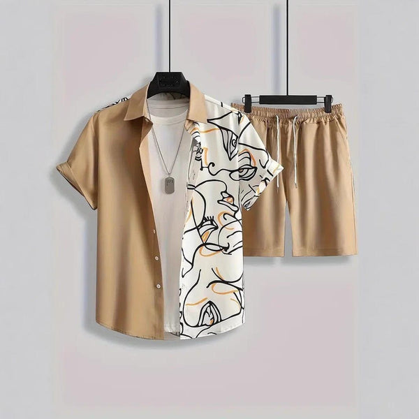 Men's Animal Print Short Sleeve Shirt & Shorts Set – Trendy Sportswear by LUXE AHMAR – Available at LUXE AHMAR