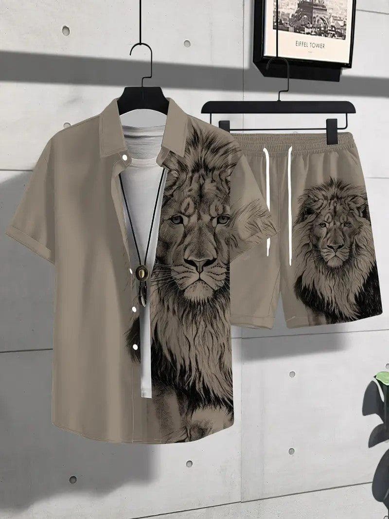 Men's Animal Print Short Sleeve Shirt & Shorts Set – Trendy Sportswear by LUXE AHMAR – Available at LUXE AHMAR