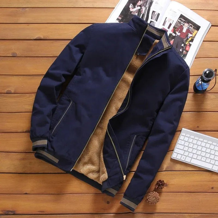 Men's Autumn & Winter Aviator Jacket – Fleece - Lined, Warm, Solid Color Baseball Jacket with Zipper, Sizes M - 5XL by Luxe Ahmar – Available at LUXE AHMAR