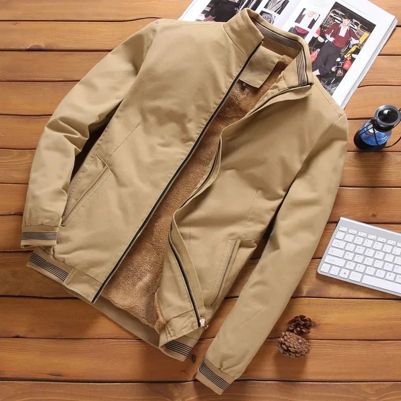 Men's Autumn & Winter Aviator Jacket – Fleece - Lined, Warm, Solid Color Baseball Jacket with Zipper, Sizes M - 5XL by Luxe Ahmar – Available at LUXE AHMAR