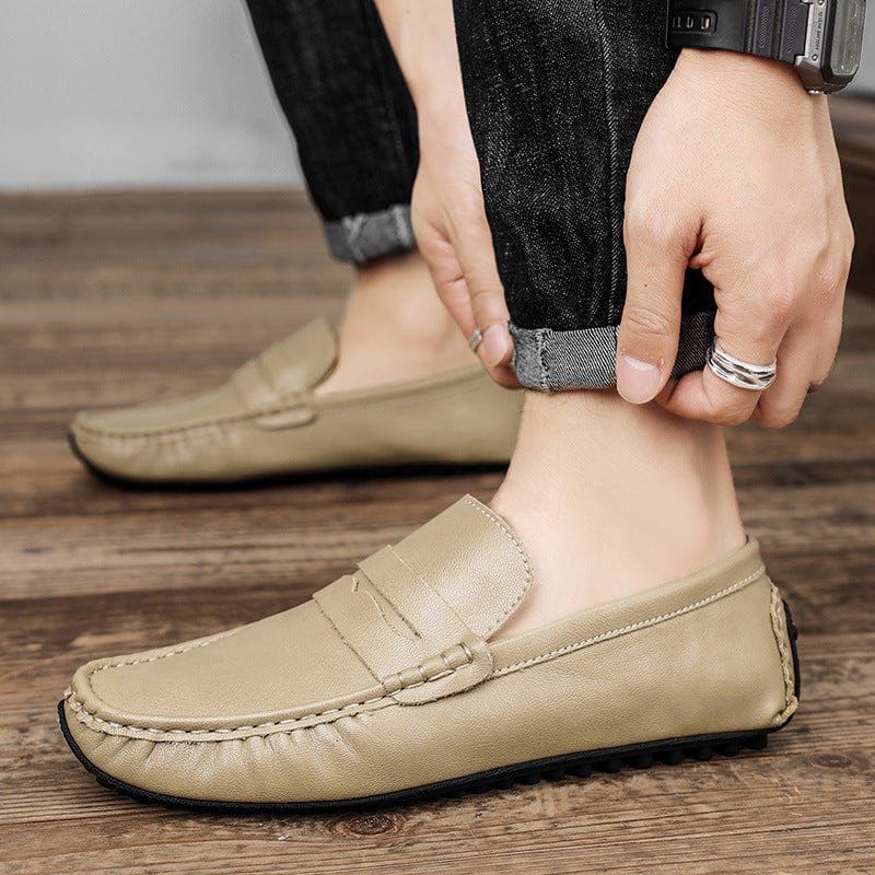 Men’s British Style Fashion Leather Beanie Shoes – Tall Crown Genuine Leather Casual Sneakers by LUXE AHMAR – Available at LUXE AHMAR