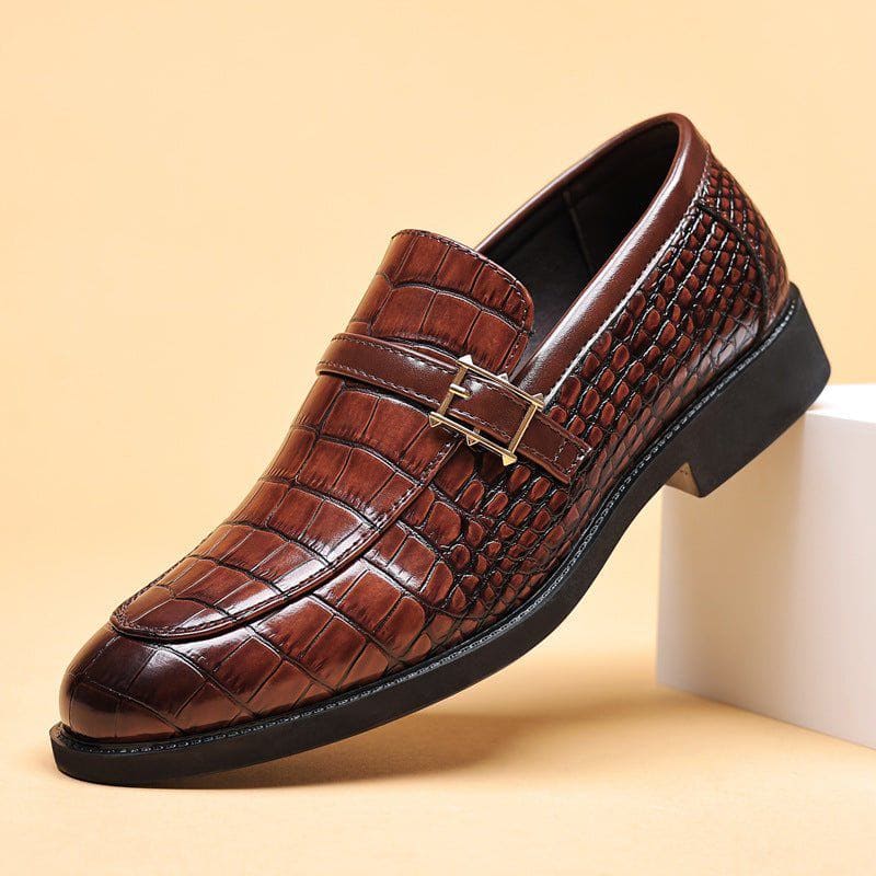 Men’s Business Leather Shoes – Crocodile Pattern, Height Increasing Formal Dress Shoes by LUXE AHMAR – Available at LUXE AHMAR