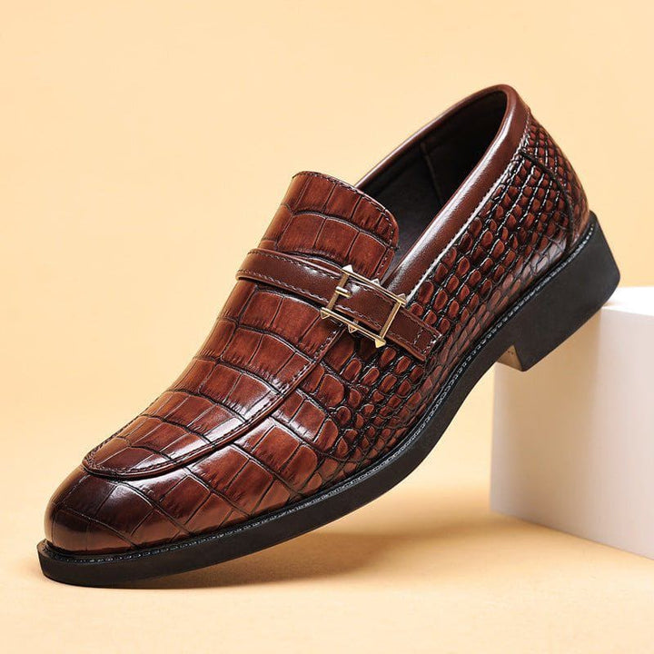 Men’s Business Leather Shoes – Crocodile Pattern, Height Increasing Formal Dress Shoes by LUXE AHMAR – Available at LUXE AHMAR