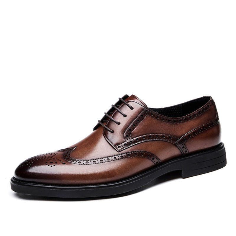 Men’s Carving Brogue Business Formal Leather Shoes – Low Top PU Leather, Rubber Sole by LUXE AHMAR – Available at LUXE AHMAR