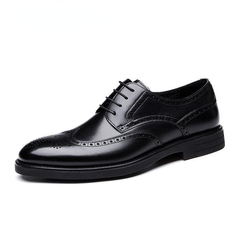 Men’s Carving Brogue Business Formal Leather Shoes – Low Top PU Leather, Rubber Sole by LUXE AHMAR – Available at LUXE AHMAR