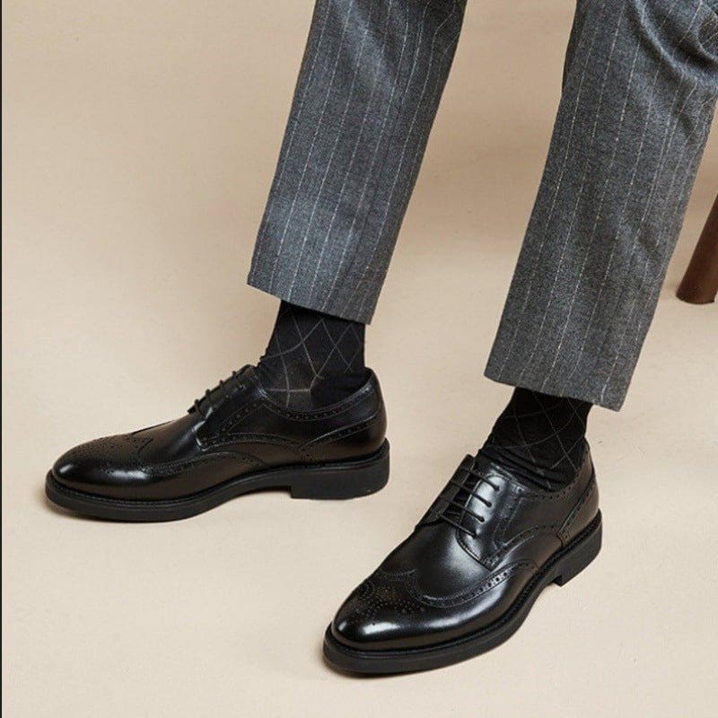 Men’s Carving Brogue Business Formal Leather Shoes – Low Top PU Leather, Rubber Sole by LUXE AHMAR – Available at LUXE AHMAR