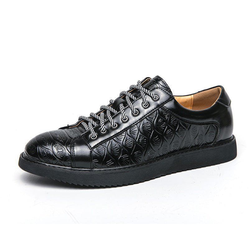 Men’s Casual Leather Lace - Up Shoes – Flat Rubber Sole, Round Toe, Autumn Daily Wear by LUXE AHMAR – Available at LUXE AHMAR