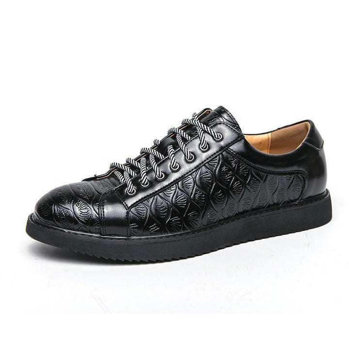 Men’s Casual Leather Lace - Up Shoes – Flat Rubber Sole, Round Toe, Autumn Daily Wear by LUXE AHMAR – Available at LUXE AHMAR