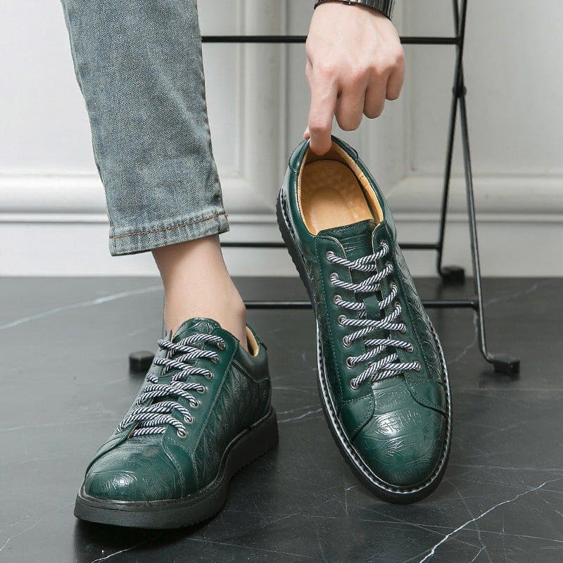 Men’s Casual Leather Lace - Up Shoes – Flat Rubber Sole, Round Toe, Autumn Daily Wear by LUXE AHMAR – Available at LUXE AHMAR