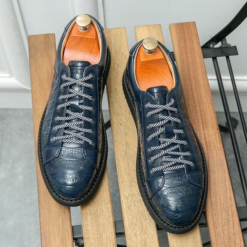 Men’s Casual Leather Lace - Up Shoes – Flat Rubber Sole, Round Toe, Autumn Daily Wear by LUXE AHMAR – Available at LUXE AHMAR