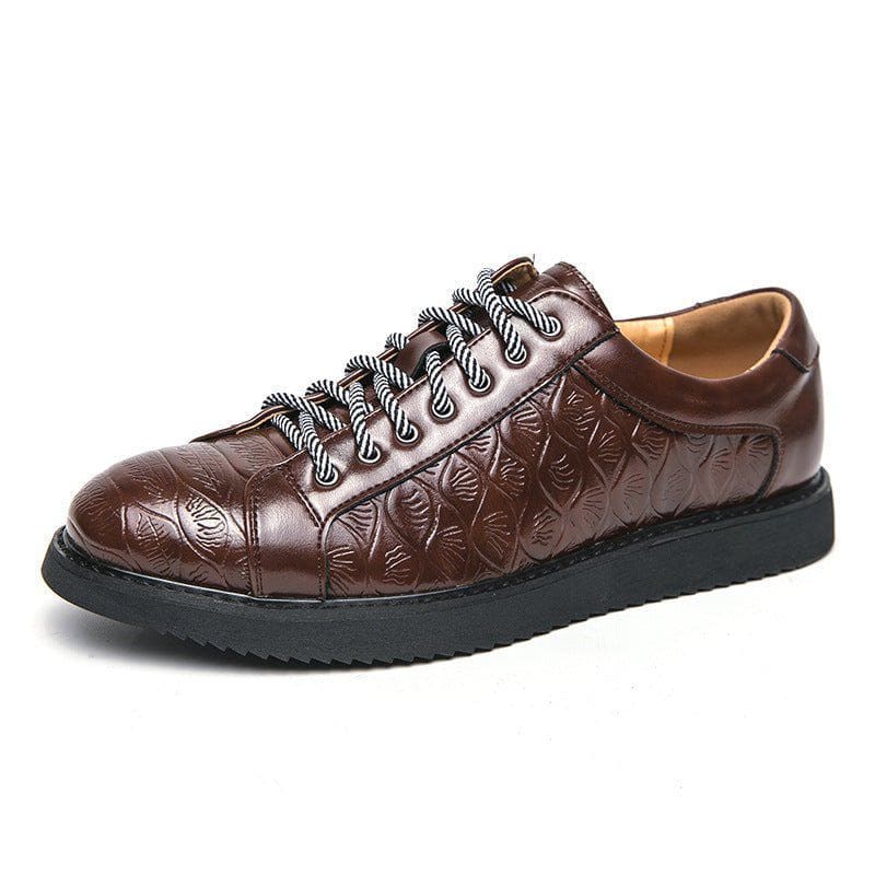 Men’s Casual Leather Lace - Up Shoes – Flat Rubber Sole, Round Toe, Autumn Daily Wear by LUXE AHMAR – Available at LUXE AHMAR