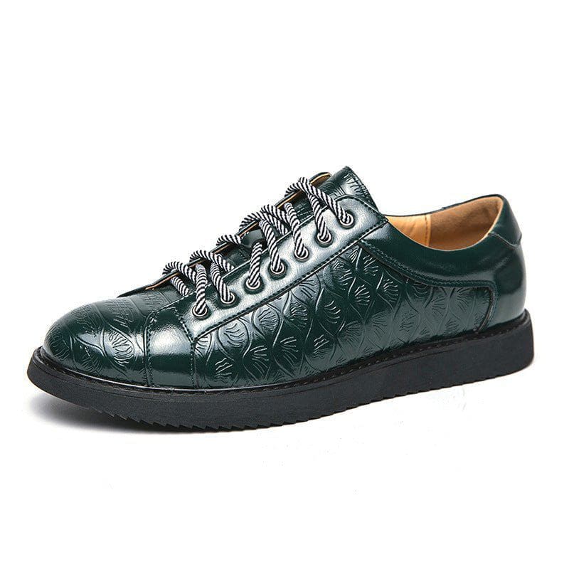Men’s Casual Leather Lace - Up Shoes – Flat Rubber Sole, Round Toe, Autumn Daily Wear by LUXE AHMAR – Available at LUXE AHMAR