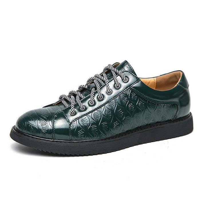 Men’s Casual Leather Lace - Up Shoes – Flat Rubber Sole, Round Toe, Autumn Daily Wear by LUXE AHMAR – Available at LUXE AHMAR