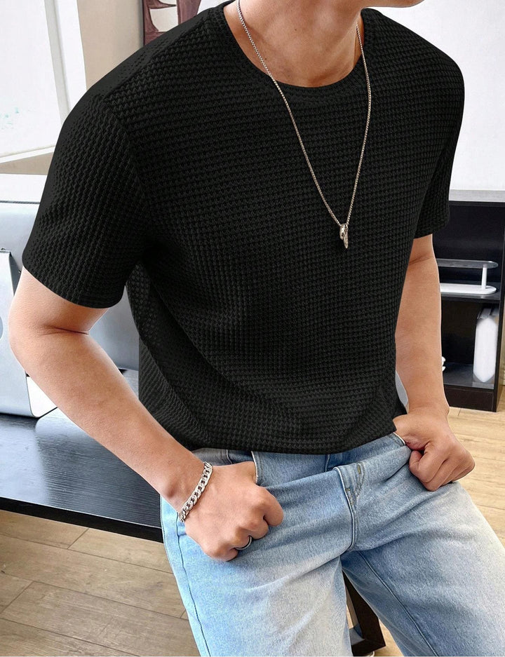 Men's Casual Loose Solid Color Short Sleeve T-Shirt – Youth Style Summer Top by LUXE AHMAR – Available at LUXE AHMAR