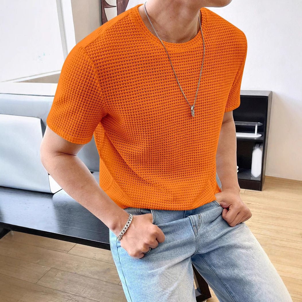 Men's Casual Loose Solid Color Short Sleeve T-Shirt – Youth Style Summer Top by LUXE AHMAR – Available at LUXE AHMAR