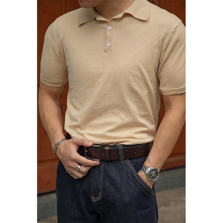 Men’s Casual Polo Collar T-Shirt – Solid Color Business & Leisure Summer Wear by LUXE AHMAR – Available at LUXE AHMAR
