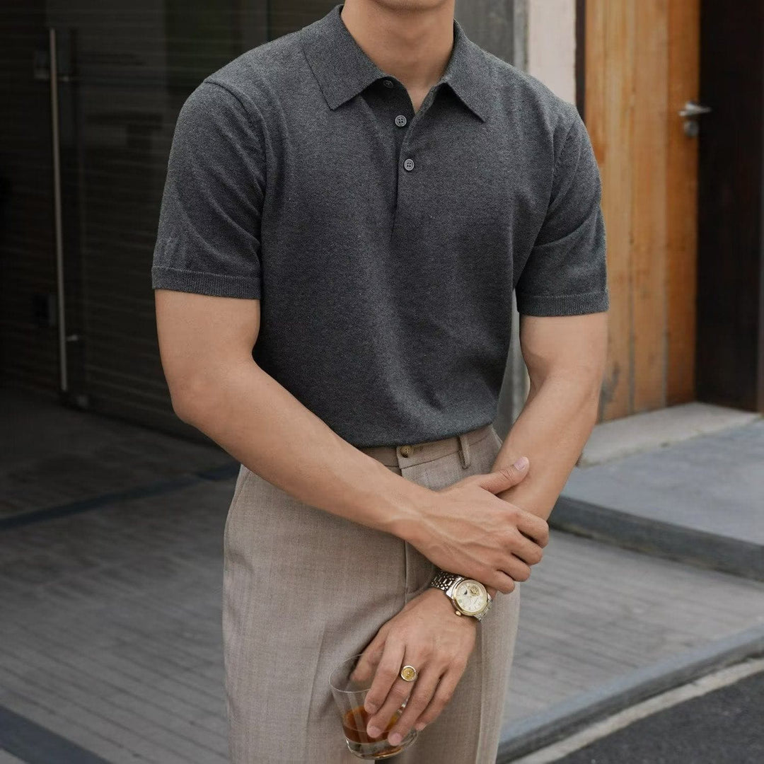 Men’s Casual Polo Collar T-Shirt – Solid Color Business & Leisure Summer Wear by LUXE AHMAR – Available at LUXE AHMAR