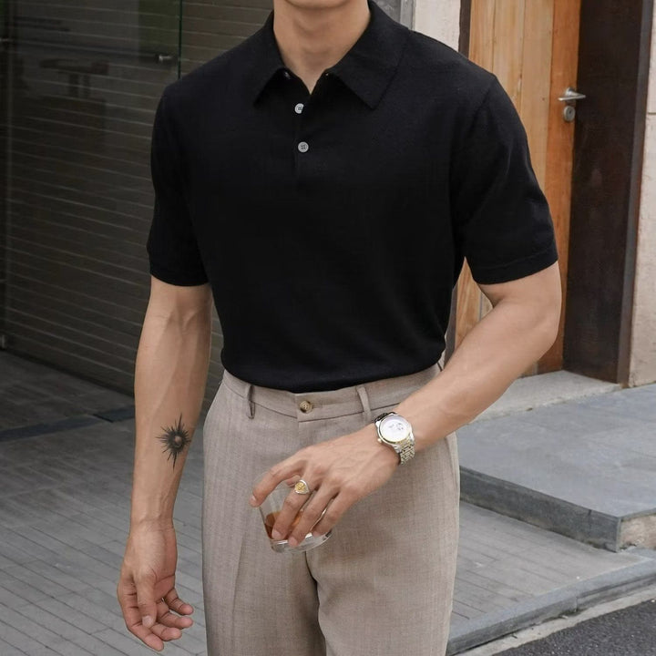 Men’s Casual Polo Collar T-Shirt – Solid Color Business & Leisure Summer Wear by LUXE AHMAR – Available at LUXE AHMAR