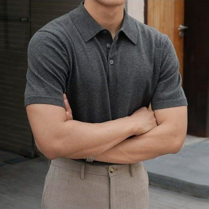 Men’s Casual Polo Collar T-Shirt – Solid Color Business & Leisure Summer Wear by LUXE AHMAR – Available at LUXE AHMAR